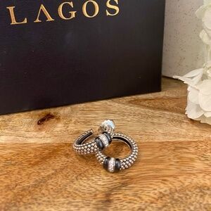 Lagos Black Caviar Diamond Hoop Earrings